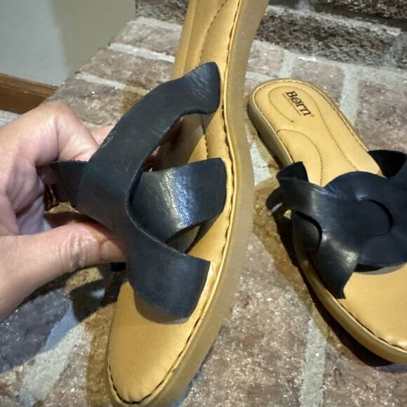Born Kasia Slide Womens Size 9 Shoes Black Leather Slip On Casual Flat Sandals - Picture 10 of 15